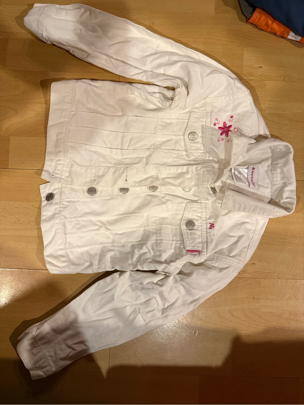 American girl white denim jacket